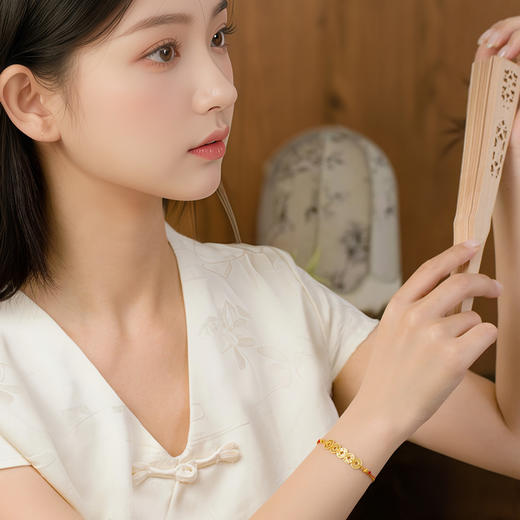 【热卖臻品】黄金五帝钱手链 足金五帝币钱串红绳手链女士礼物【按克计价黄金2】MEMORA诗普琳GB302701 商品图1