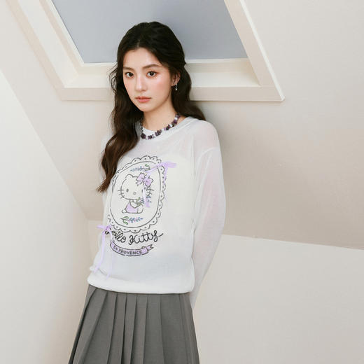 【严选】【HelloKitty合作系列】诗凡黎蝴蝶结针织罩衫25春新款套头薄上衣7G3130441 商品图2