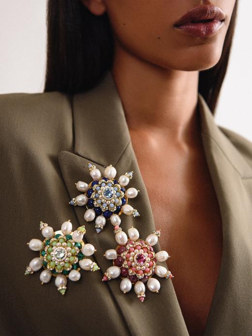 Chabaux GARDEN OF MORVI系列胸针 - 蓝色/绿色/粉色/黑白 商品图0