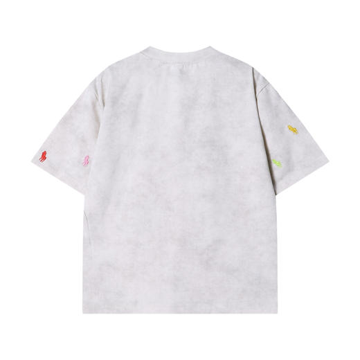 T2261春夏新款时尚个性扎染彩色刺绣标圆领短袖T恤小众设计轻奢上衣 商品图5