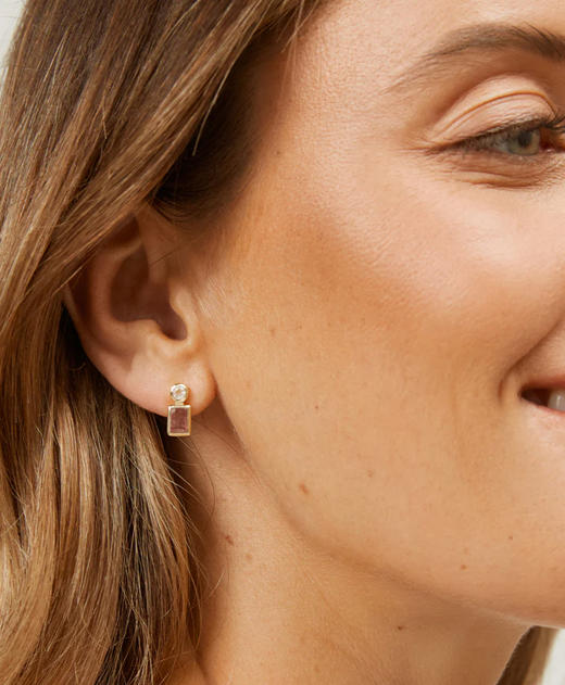 BIANC CLOVER EARRINGS- pink/brown 商品图0