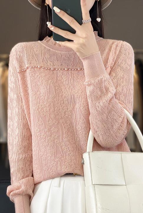 💥太美啦！【羊毛混纺提花打底衫】，💞精纺羊毛面料，优雅迷人又高级~ ✅百搭的基础款，可以中和任何色彩 ✅手感细腻滑糯，💥整个空间弥漫着柔和的温度  商品图3