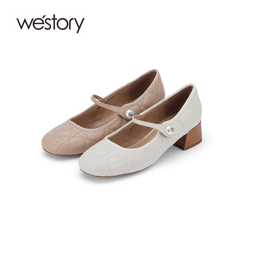 westory春秋新款法式优雅中跟玛丽珍单鞋W24CE74301 商品图0