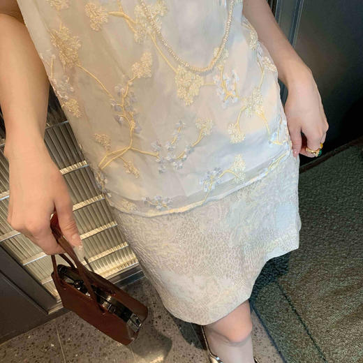 顺丰包邮洛诗琳63322春夏新款重工金线提花蚕丝混纺A字半身裙3280 商品图2