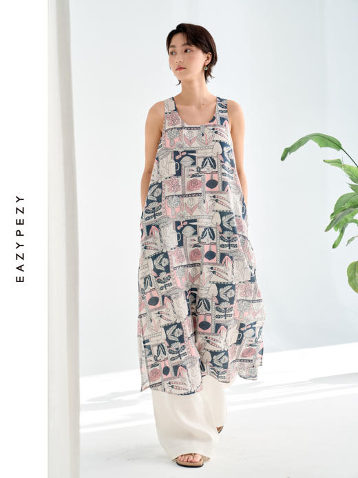 巴塞罗那的夏天丝棉印花双层连衣裙 商品图3