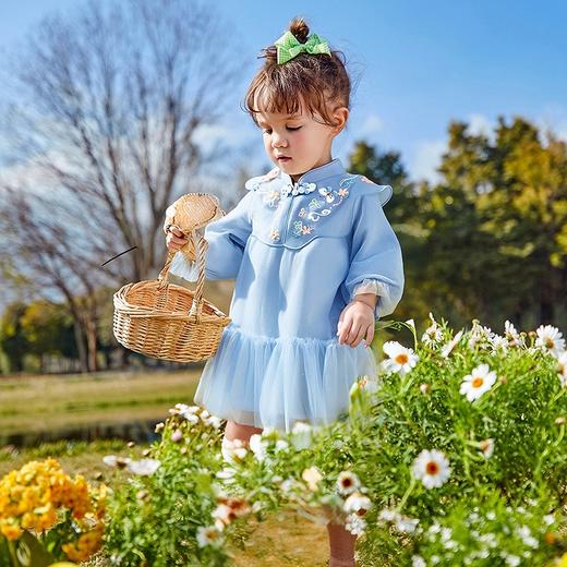 迷你巴拉女童宝宝国风甜美网纱连衣裙2025春季新品 商品图2