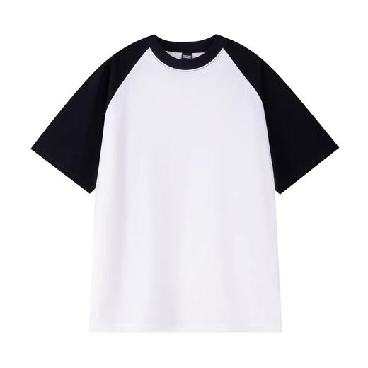 【任选两件】美式复古纯棉插肩短袖T恤男女春夏新款重磅休闲宽松撞色情侣上衣 商品图2