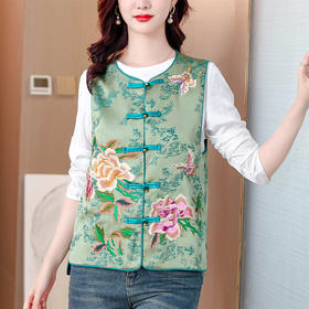 新中式国风无袖马甲，气质立领绣花盘扣上衣KQL-422H2590