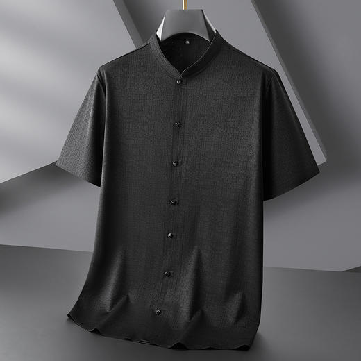 【弹力】【DDP】大依优型大码短袖衬衫加肥大码中国风男装半袖立领衬衣夏季新款肥佬时尚上衣胖子 商品图1