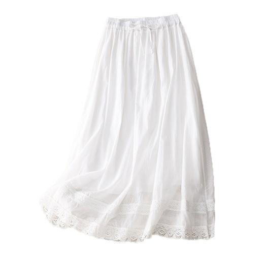 雀说新款文艺宽松拼接蕾丝花边松紧腰半身裙女中长款AL791 商品图4