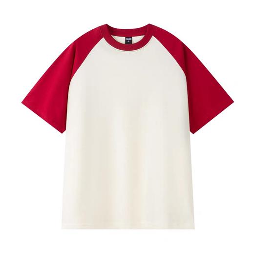 【任选两件】美式复古纯棉插肩短袖T恤男女春夏新款重磅休闲宽松撞色情侣上衣 商品图6