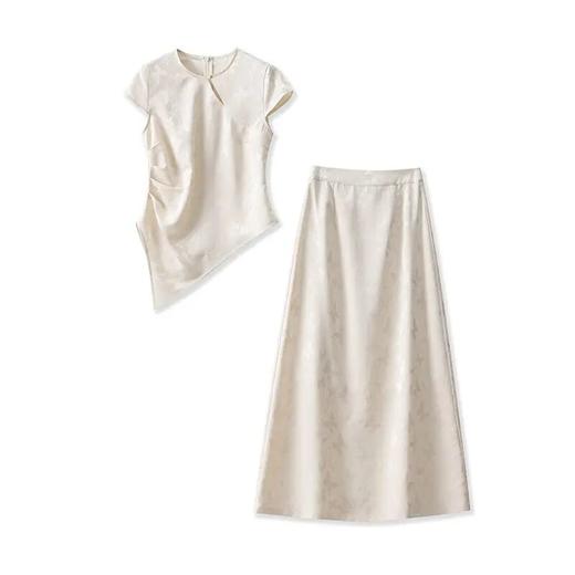 【高货wl】全新升级【铂金会员330/天猫439/差价109】(99157) 洛诗琳新中式国风旗袍连衣裙雅致高级感浮雕提花裙子套装 商品图4