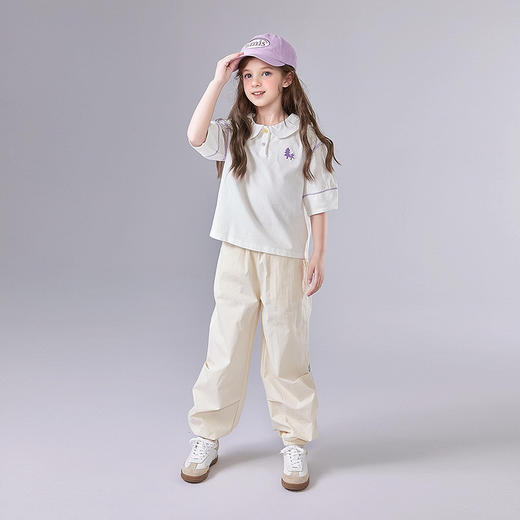 笛莎Deesha 童装女童裤子2025夏新款女童米白松紧腰散兵裤 商品图2