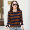 百媚生 条纹长袖T恤棉质圆领上衣9898 商品缩略图1