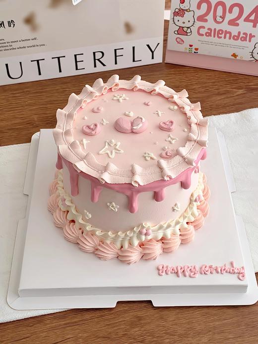 心形粉白淋面蛋糕 商品图0
