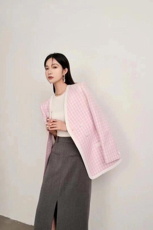 Stay2Weeks 粉色格纹气质小香风外套 17791 商品图3