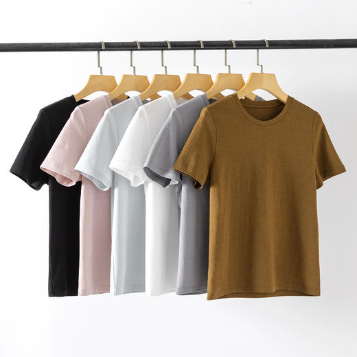 【高品质私服】【真丝醋酸圆领短袖T恤】免烫 凉感 速干，凉爽的舒适感，亲肤感满满YS258-CC 商品图0