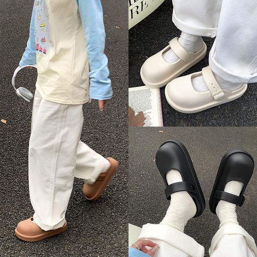 【特价39元】春夏新品时尚简约百搭博肯凉拖鞋居家外穿女款纯色包头【WG25239】 商品图1