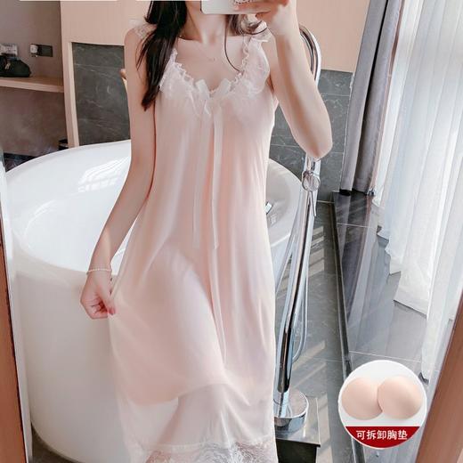 【自带胸垫！可拆卸设计】吊带睡裙女夏季薄款性感公主宫廷风带胸垫大码孕妇宽松冰丝睡衣家居服女。ry 商品图6