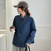 25春季新款韩版复古牛仔蓝衬衫纯棉ins通勤简约百搭长袖衬衣！ 商品缩略图6