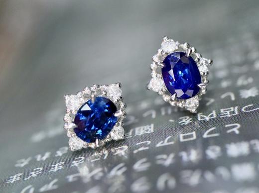 1.1ct刻面蓝宝石耳钉 商品图2