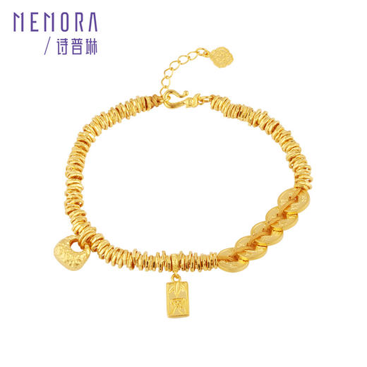 【热卖臻品】黄金盘缠五帝钱手链 足金五帝币福袋手串【按克计价黄金1】MEMORA诗普琳GB301101 商品图5