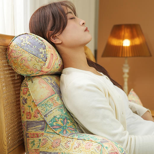 写意彩绘系列多功能颈枕护腰靠床头靠垫软包大靠背高级感腰靠卧室可拆洗 商品图3
