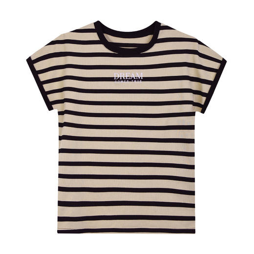 雀说条纹短袖t恤女女装小众设计感上衣宽松显瘦半袖体恤AL20061 商品图4