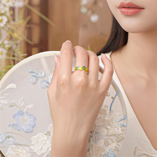 黄金勿忘我繁花戒指 中式浪漫足金戒指送女友首饰礼物【按克计价黄金2】MEMORA诗普琳GR251102 商品图2