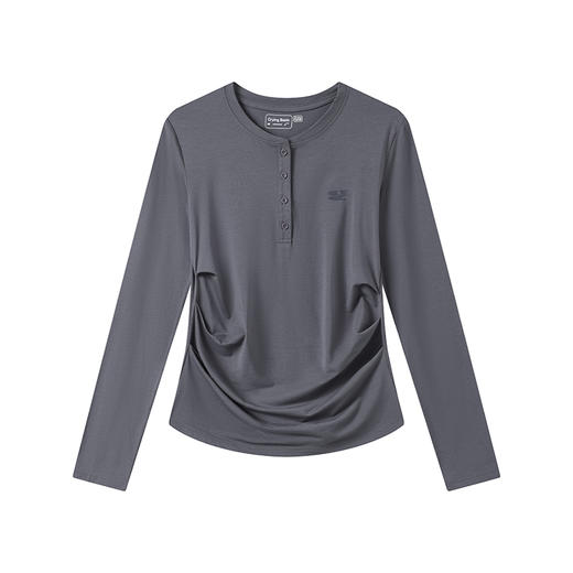 CryingCenter 凉感天丝莫代尔亨利领亲肤感收腰褶皱抽褶贴身长袖 商品图6