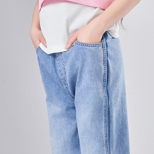 笛莎Deesha 童装女童裤子2025夏新款女童侧边撞色牛仔裤 商品图3