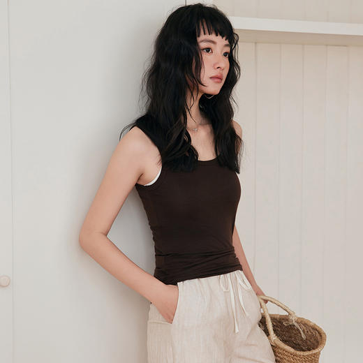 【百搭背心】2025春夏纯色莱赛尔醋酸小吊带女 天丝羊毛可外穿背心亲肤内搭打底 商品图1