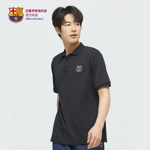 【官方正版】巴塞罗那俱乐部丨巴萨简约休闲黑色清爽POLO男士百搭 商品图1