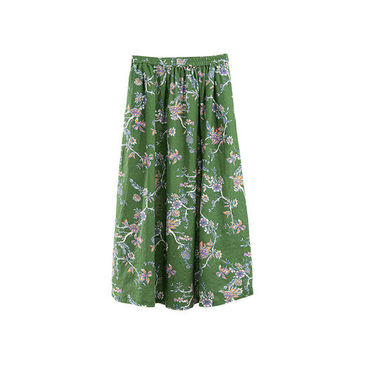 绽放旅行女装116朵/亚麻底印花全腰松紧内加抽绳显瘦A字摆半裙 商品图3