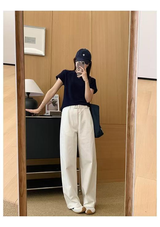 定制定染工厂直销腰带款直筒棉工装直筒裤 商品图4