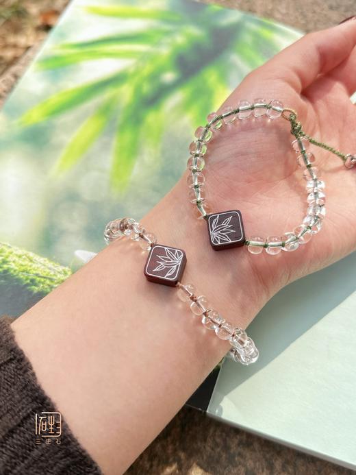吾行·天然白水晶小叶檀木设计手链 商品图7