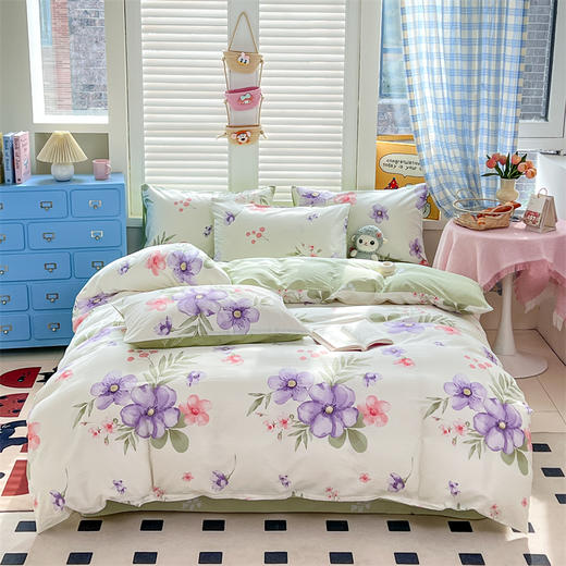 【品牌直发】加倍生活  纯棉印花三/四件套小清新系列 软糯亲肤 商品图1