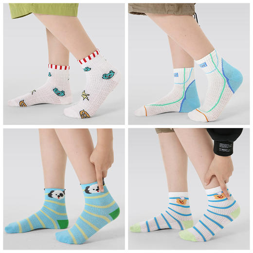 【醒粉福利19.9元5双】2025春夏薄款卡通小狗网眼袜 无骨精梳棉透气童袜 商品图3