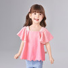 笛莎Deesha 童装女童衬衫2025夏新款女童优雅荷叶袖绣花下摆衬衫 商品缩略图1