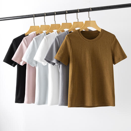 【高品质私服】【真丝醋酸圆领短袖T恤】免烫 凉感 速干，凉爽的舒适感，亲肤感满满YS258-CC 商品图1