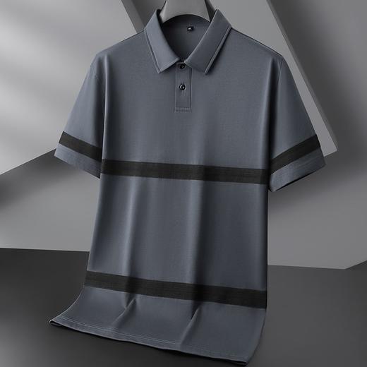 【丝光棉】【DPF】大依优型大码短袖POLO衫男士加大号翻领半袖体恤胖子时尚休闲大码条纹 商品图1