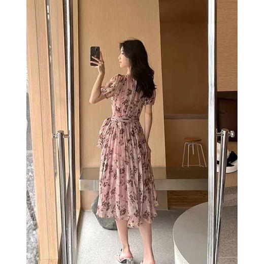 顺丰包邮洛诗琳64048夏季新款气质印花收腰大摆真丝连衣裙0099 商品图4