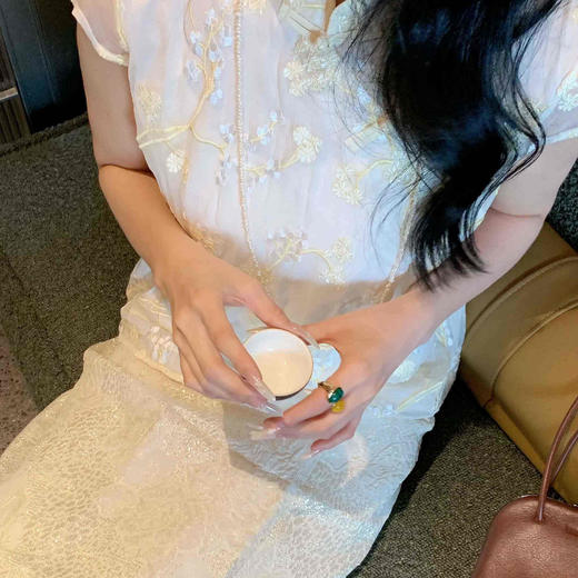 顺丰包邮洛诗琳63322春夏新款重工金线提花蚕丝混纺A字半身裙3280 商品图3