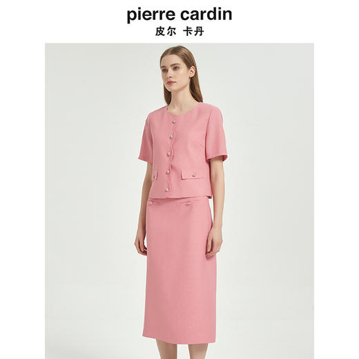 皮尔卡丹女装都市淑女小香风通勤短袖上衣C51UL027F0 商品图1