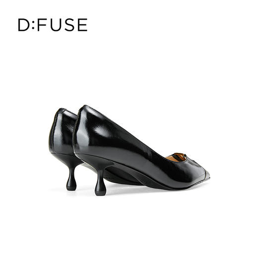 Dfuse迪芙斯2025春季新款羊皮猫跟鞋金属字母扣镂空高跟鞋DFD1111007 商品图8