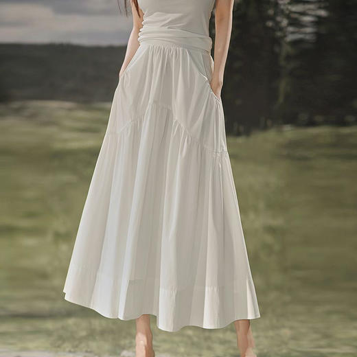 馥迦简约温柔白色半身裙 商品图1