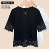 【自】全新升级【铂金会员109/天猫139/差价30】(13521) 洛诗琳蕾丝拼接圆领半袖T恤2025新款简约百搭显瘦纯色上衣 商品缩略图3