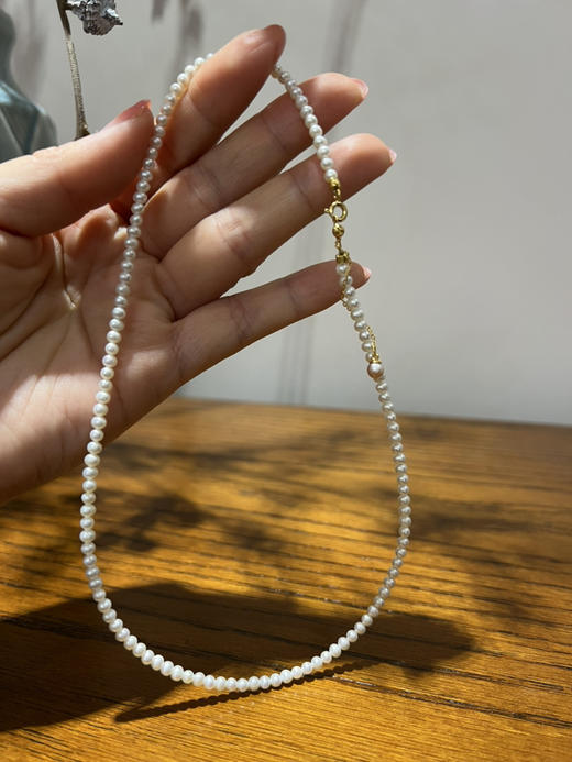 423-5 炒鸡适合春夏 3-3.5mm无核淡水baby珠项链 炒鸡仙女锁骨链 近正圆强光微微瑕 商品图14