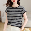 雀说条纹短袖t恤女女装小众设计感上衣宽松显瘦半袖体恤AL20061 商品缩略图3