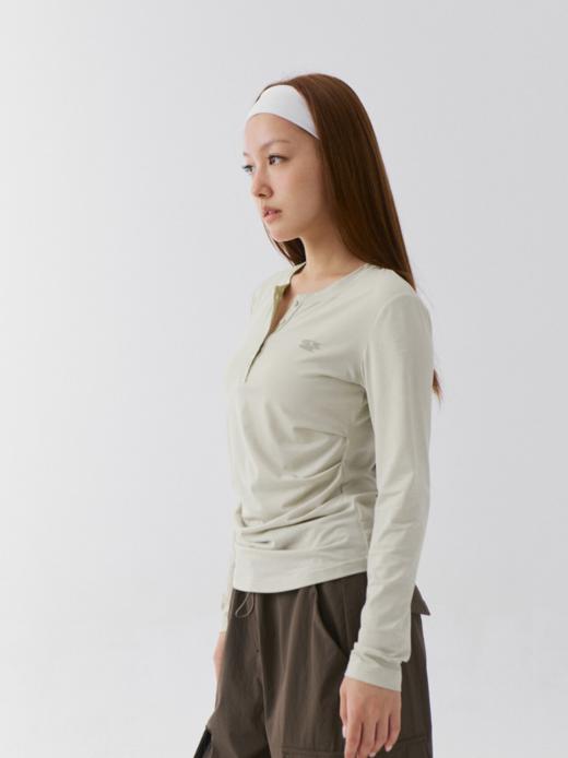 CryingCenter 凉感天丝莫代尔亨利领亲肤感收腰褶皱抽褶贴身长袖 商品图5